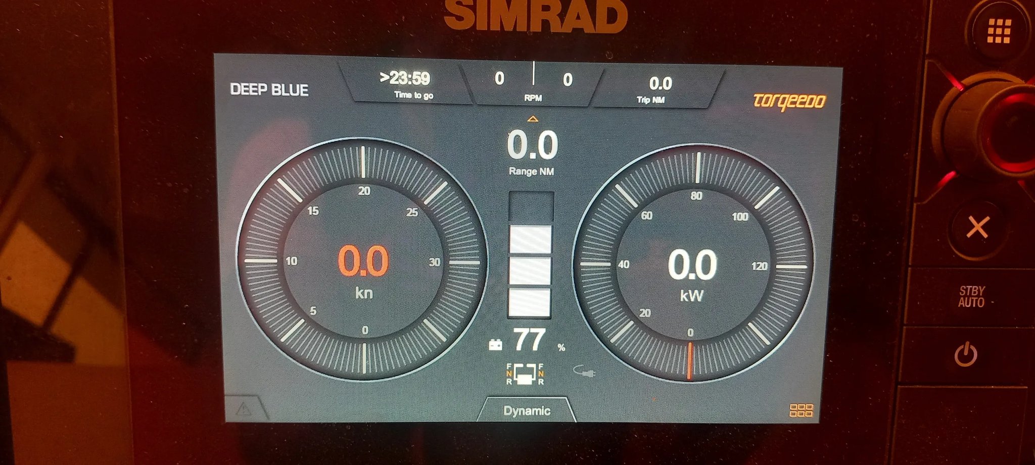 Una lancha eléctrica CAT 12.0 Cruise con una velocidad de 0.