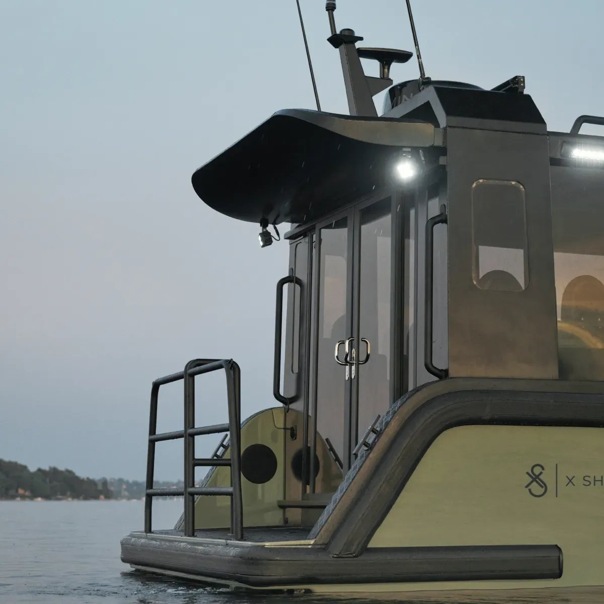 Enclosed cabin configuration of the X Shore PRO electric workboat