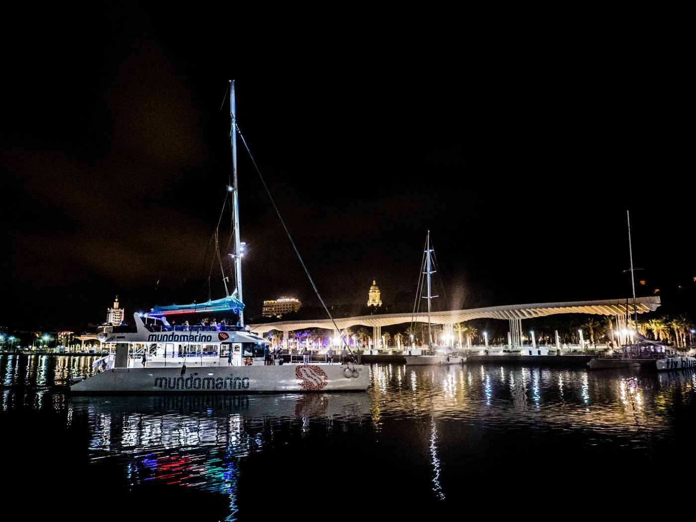 Malaga After Dark: Night Cruise on an Eco Catamaran